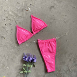 New Mirror Bright Leather PU Bikini Transparent Bandage Swimsuit Sexy Split Swimsuit