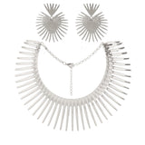 UDDEIN African Vintage Gold Torque Choker Necklace & Pendant Set