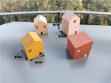 Kids Wooden Toy Color Nordic Buiding House Stacking Crochet House Blocks Hedgechog Unpaint Wooden Trees  Montessori Toy