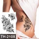 Tattoo Sticker Flower Big Body Art Waterproof Temporary Sexy Thigh Tattoos for Woman Tattoo Fake Water Black Sketch Line Sleeve