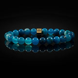Blue Strip Agate & Gold Bracelet