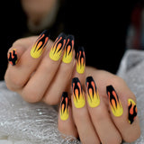 Dark Silver Strass Fake Nails Studs Extra Long Horse Shoe Metal Coffin Faux Ongles With Decorative Stones Frosted Maniture Tips