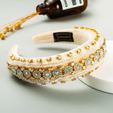 Baroque Hand Made Pearl Beading Gemstone Headband for Women