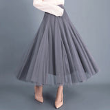 Fashion Solid Saias Mujer Long Maxi Pleated Midi High Waist