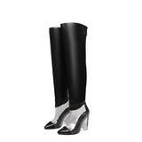 MStacchi Women Winter Transparent Over the Knee Boots Woman Pointed Toe 12CM Crystal High Heel Pump Fashion Silver Ladies Boots