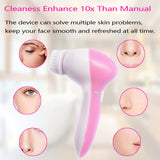 5 6 in 1 Electric Facial Brush Washing Face Cleansing Massager Machine Silicone Skin Beauty Makeup Cleanser Remover Device Sets