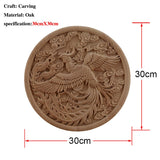 Chinese Dragon and Phoenix Mascot Unpainted Retro Line Wood Decals