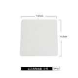 European Style Rectangular White Ceramics Cake Pan with Golden Metal Display