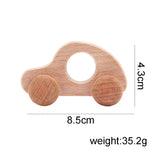1pc Baby Toys Wooden Car BPA Free Beech Wood Teether Cartoon Organic Wooden Car Montessori Toys for Children Teething Nurse Gift