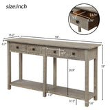 Console Table Decor Grey Wash Rustic Brushed Texture Tabletop With Drawer Bottom Rack for Living Room Hallway Entryway[US-Stock]