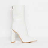 Croc Print Block Heels Ankle Boots Pointed Toe Zip Up Solid Short Winter Booties Fall Ladies Elegant High Heels Shoes Dress