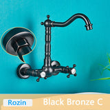Rozi Wall-Mounted Dual Handle Black Basin for Bathrooms