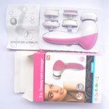 5 6 in 1 Electric Facial Brush Washing Face Cleansing Massager Machine Silicone Skin Beauty Makeup Cleanser Remover Device Sets