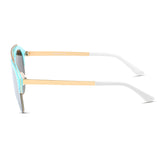 COROLLA | CA15 - Half Frame Mirrored Lens Horned Rim Sunglasses Circle