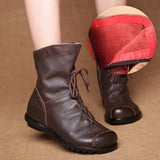 JIANBUDAN/ Genuine Leather Plush Women's Short Boots