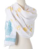 Om Shanti Meditation Yoga Prayer Paisley Design Cotton Shawl