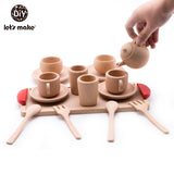 Let's Make Wooden Montessori Toy Baby Toys Baby Gift Set Wooden Cutlery  Wooden Baby Teeth Toddler Pretend Play Kitchen Beads