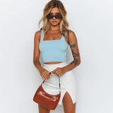 Polyester Summer Shirt Workout Crop Top Women's Black Tank Tops