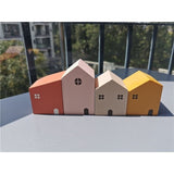 Kids Wooden Toy Color Nordic Buiding House Stacking Crochet House Blocks Hedgechog Unpaint Wooden Trees  Montessori Toy
