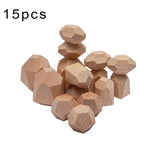 Baby Educational Toy Jenga Wooden Rainbow Stone Stacking Game