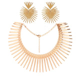 UDDEIN African Vintage Gold Torque Choker Necklace & Pendant Set