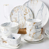 Nordic Creative Bronzing White Gray Marble Pattern Ceramic Tableware Set
