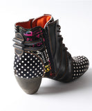 Trendy Fashion Women Motorcycle Chunky Heel Black Leather Boots