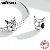 WOSTU Egypt Bastet &  Eyes Note 925 Sterling Silver Charm Bead Pendant Fit Original Bracelet Fine for Women Jewelry FIC1857