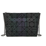 Luminous Hologram Geometry Tote Quilted Shoulder Crossbody Handbag for Women