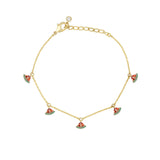 HOT 18k Real Gold Plated Colorful Zircon Cherry Peach Tropical Fruit Anklet for Women