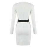 C2441 Migugarment White Sqare Collar Belted Bodycon Female Mini Bodycon Dress