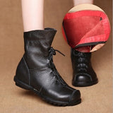 JIANBUDAN/ Genuine Leather Plush Women's Short Boots