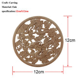 Chinese Dragon and Phoenix Mascot Unpainted Retro Line Wood Decals