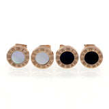 Round Pearl Shell Jewelry Roman Numerals Stylish Two Side Gold Color Pendant Necklace Earrings Fashion Wedding Jewelry Sets