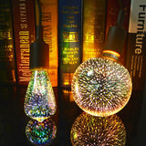 E27 RGB Neon Light AC 110v-220v Glass LED Lamp Bulbs 3D Fireworks Effect Neon Sign for Wedding Holiday Home Decoration Lighting