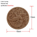 Chinese Dragon and Phoenix Mascot Unpainted Retro Line Wood Decals