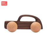 1pc Baby Toys Wooden Car BPA Free Beech Wood Teether Cartoon Organic Wooden Car Montessori Toys for Children Teething Nurse Gift