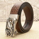 Fashion Crocodile Pattern Belt Luxury Alligator Automatic Buckle Men's Belts Dragon Buckle  Strap Novelty Four Color