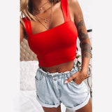 Polyester Summer Shirt Workout Crop Top Women's Black Tank Tops