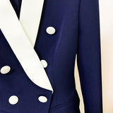 NOVANCE OLX014 European American Metal Contrast Cyan Suit Ladies Blazers Trendy Designers Coat Women Woman Blazer Formal Office