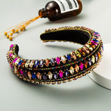 Baroque Hand Made Pearl Beading Gemstone Headband for Women