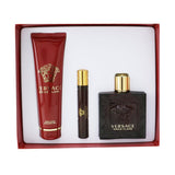 VERSACE - Eros Flame Coffret: Eau De Parfum Spray 100ml/3.4oz + Eau De Parfum Spray 10ml/0.3oz + Shower Gel 150m/5oz