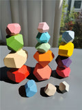 Wooden Rainbow Stacking Balance Stones for Kids Educations