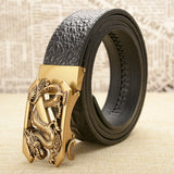 Fashion Crocodile Pattern Belt Luxury Alligator Automatic Buckle Men's Belts Dragon Buckle  Strap Novelty Four Color