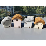 Kids Wooden Toy Color Nordic Buiding House Stacking Crochet House Blocks Hedgechog Unpaint Wooden Trees  Montessori Toy