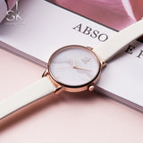 Shengke Fashion Ladies Watches White Leather Female Waterproof Quartz Watch Women Watch Reloj Mujer Marble Dial SK K0039L