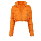 Solid Women Coat 2021 Hot Body-Shaped Chilly Parkas Autumn Winter Zipper Pocket Cotton-Padded Thick Jacket Female Outfits