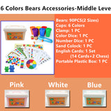 Montessori Rainbow Bears Matching Game Toys Counting With Stacking Cups Educational Toy for Kids