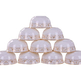 10pcs/Set Chinese Dining Room Ceramic Tableware  4.5*inch Deep Jingdezhen Bone China Porcelain Dinnerware Rice Bowl Ceramic Bowl