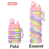Portable Collapsible Silicone Water Bottle With Lid Camouflage